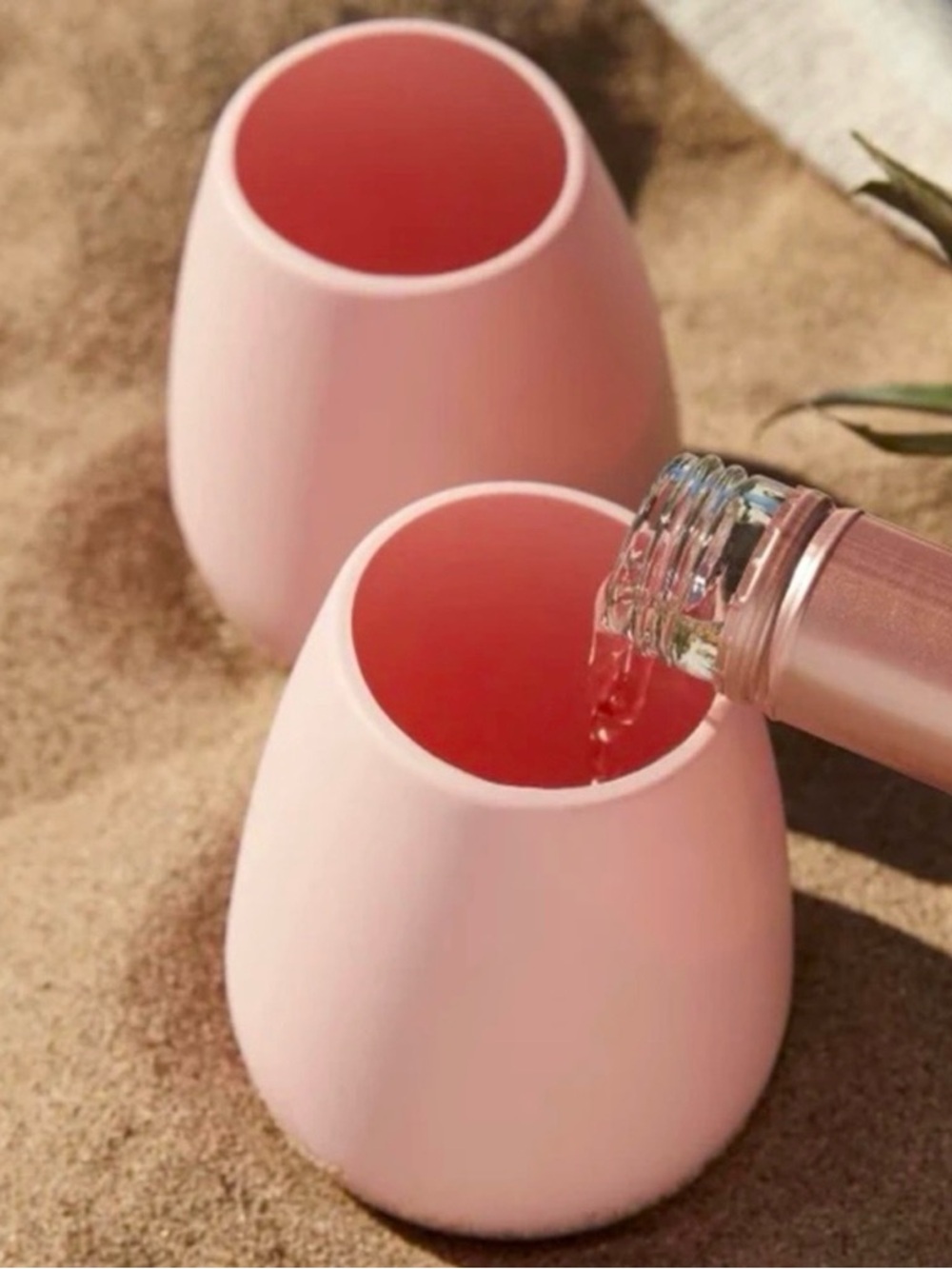NWT Set of 2 Pink Silicone Stemless Wine Cups